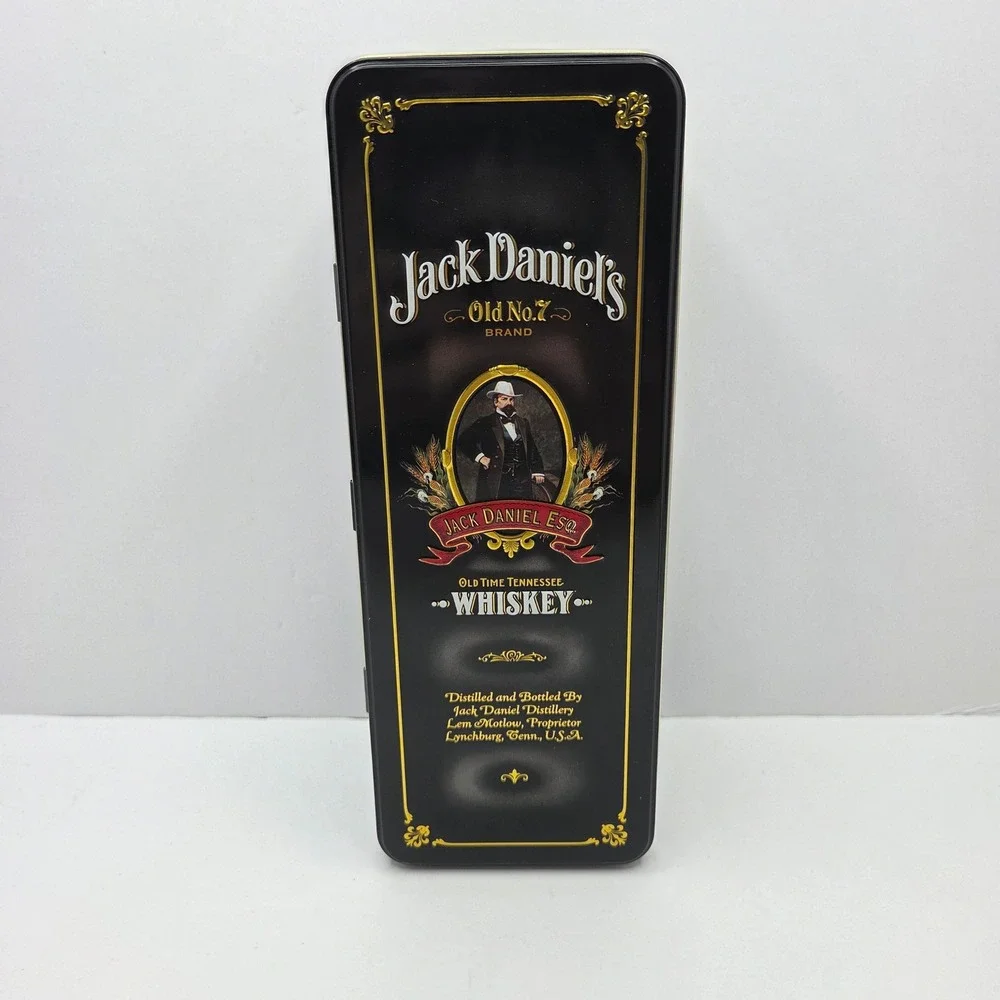Jack Daniel's Whiskey Collectible Tin Box Old No 7 Black Gold Bar Decor USA Made